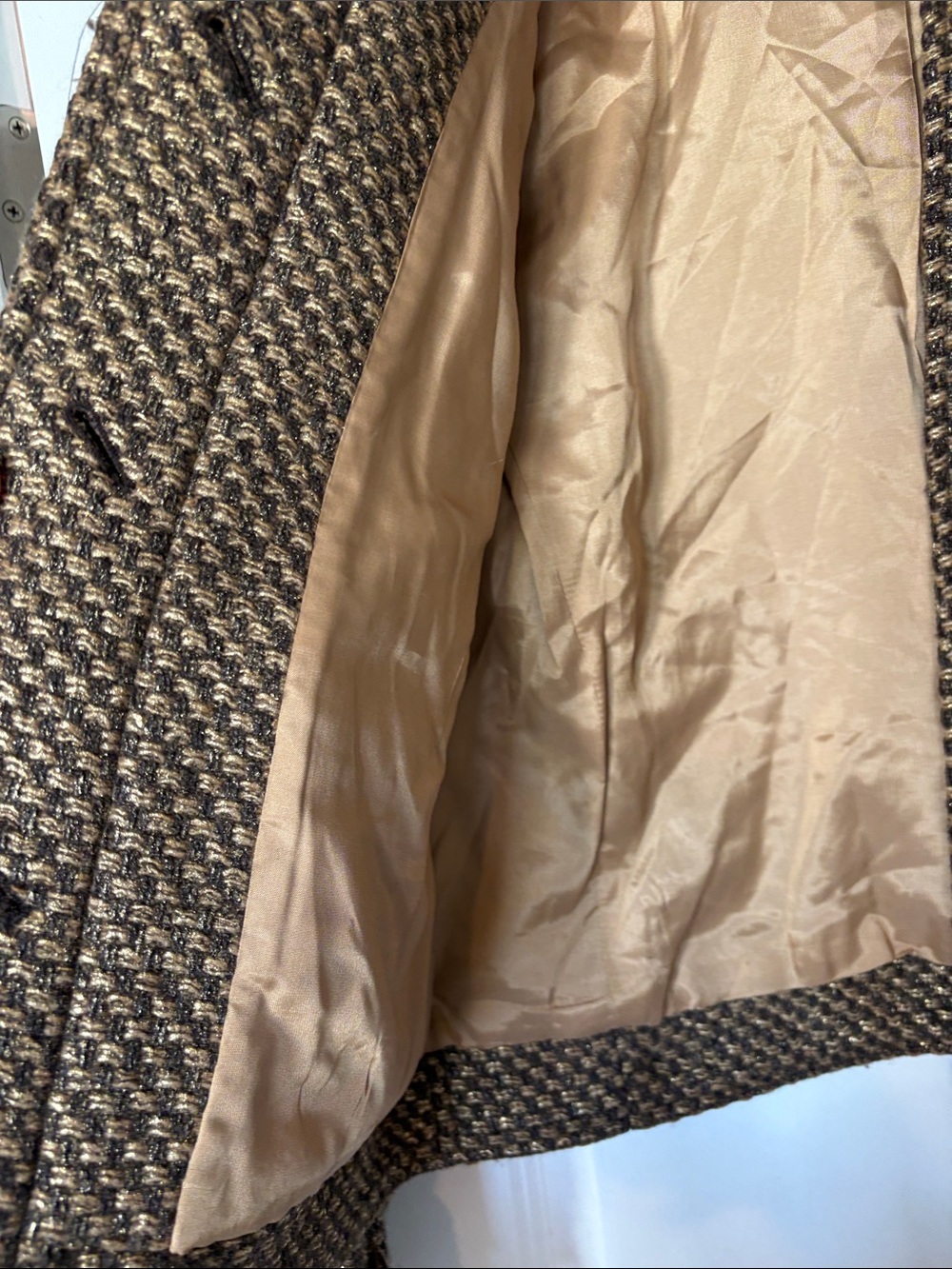 Lauren Ralph Lauren Brown Tweed Cropped Button Jacket - Picture 3 of 7